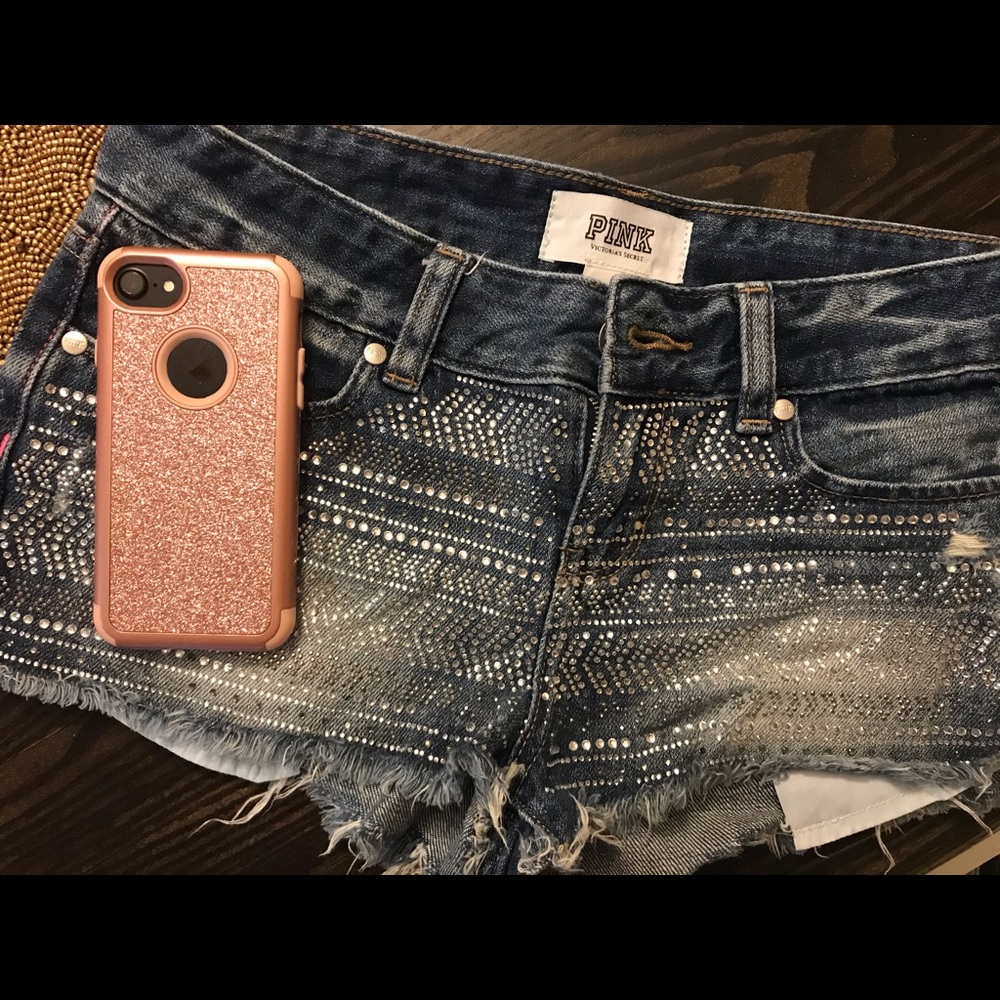 Victoria Secret PINK Sequined Cheeky jean cutoffs - Picture 8 of 8
